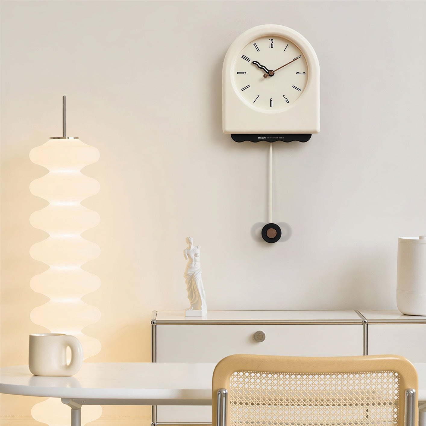 On My Mood Cream Pendulum Wall Clock