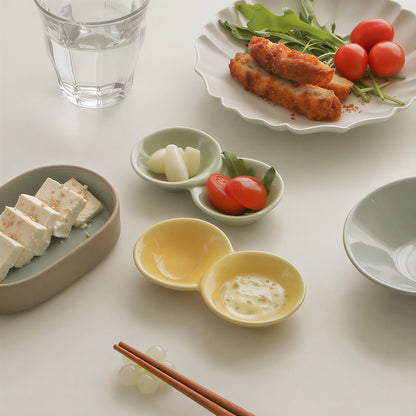 3-Compartment Bean Shape Sauce Plate