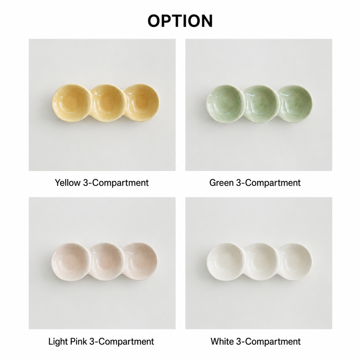 3-Compartment Bean Shape Sauce Plate