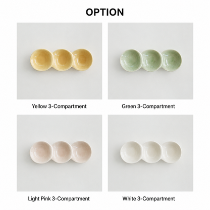 3-Compartment Bean Shape Sauce Plate