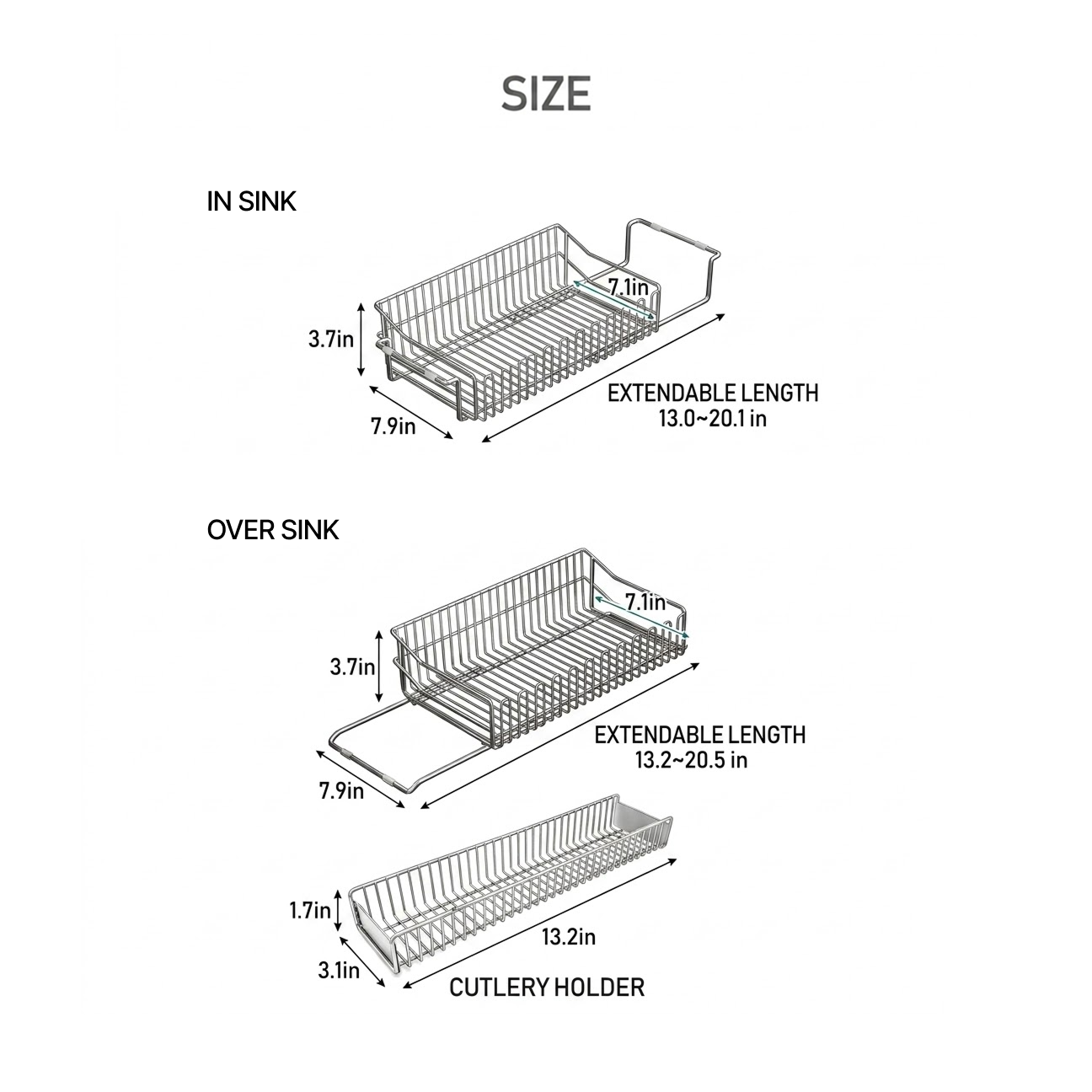 Dual Fit Sink Dish Rack