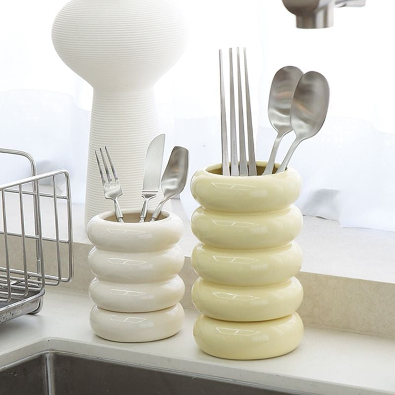 Cloud Ceramic Self-Draining Utensil Holder - lifestyle