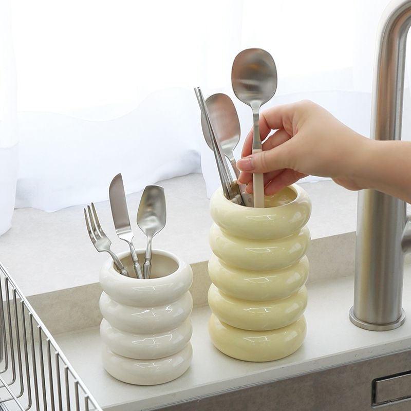 Cloud Ceramic Self-Draining Utensil Holder