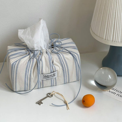 Lingling Paradise Striped Cotton Tissue Box Cover