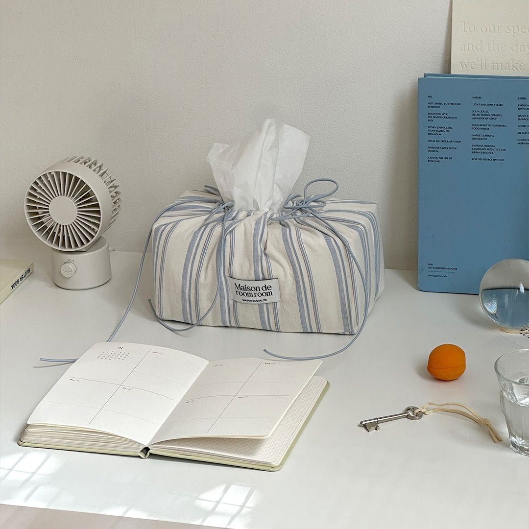 Lingling Paradise Striped Cotton Tissue Box Cover