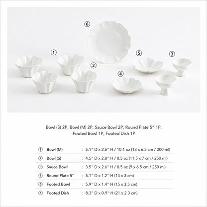 Moi Flower Dinnerware Set for 2 (9-Piece)