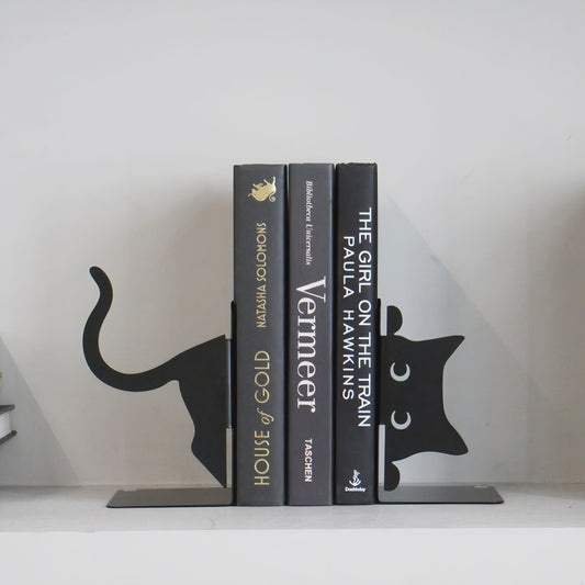 Peaking Black Cat Bookend