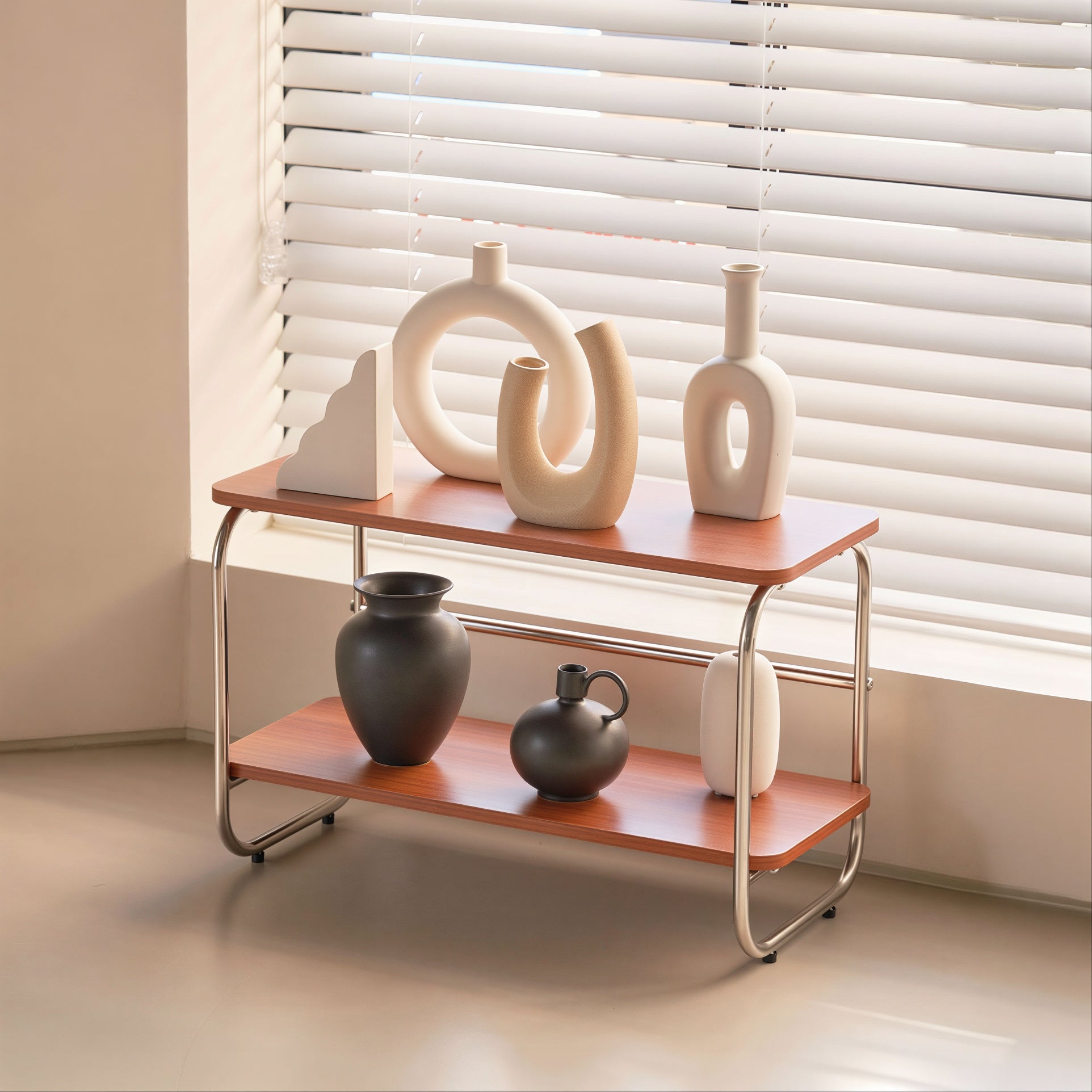 Mid-Century Wood & Chrome Shelf - image 5 of 6