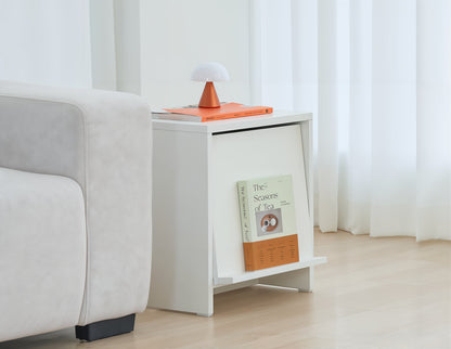 Wooden Bedside Table with Front Magazine Rack