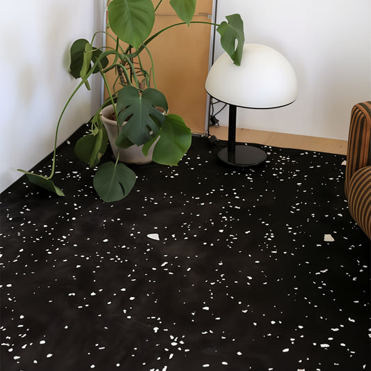 Black Terrazzo Microfiber Rug