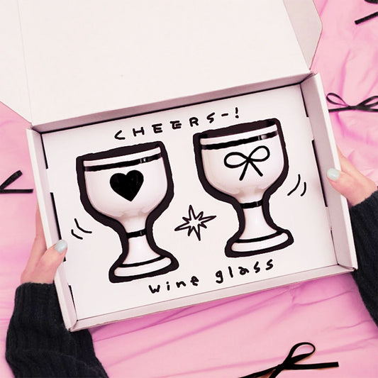 Ribbon & Heart Wine Glass Set of 2