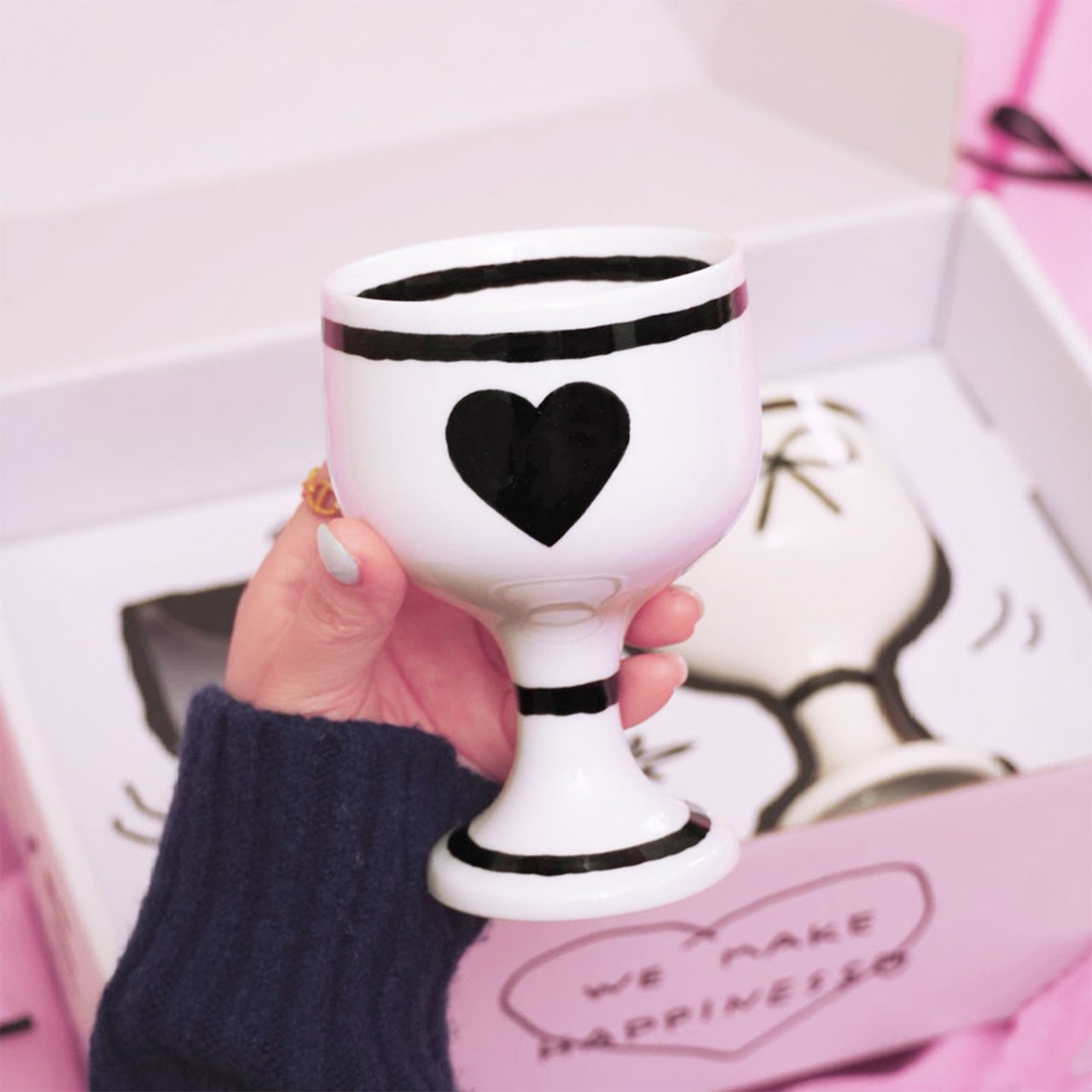 Ribbon & Heart Wine Glass Set of 2