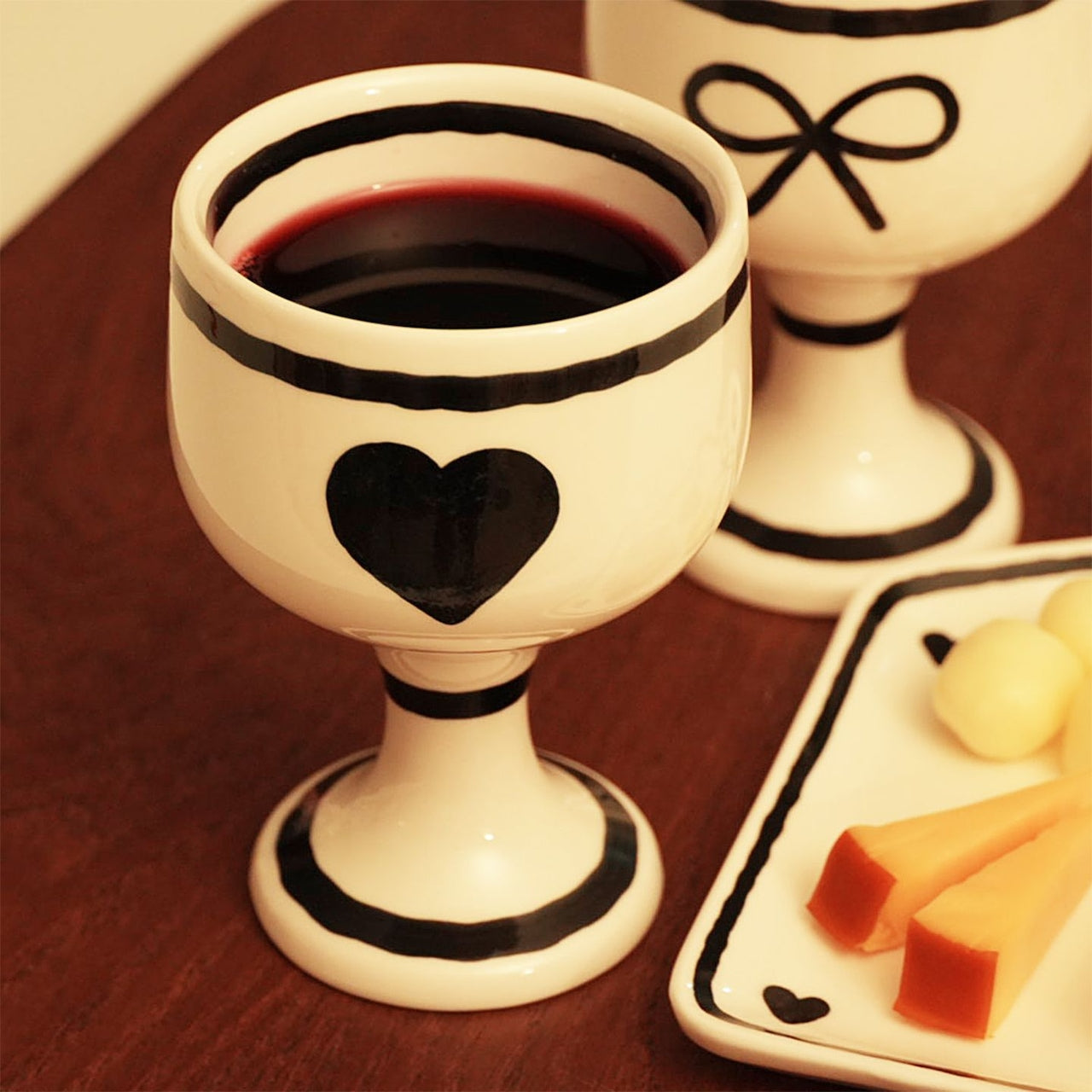 Ribbon & Heart Wine Glass Set of 2