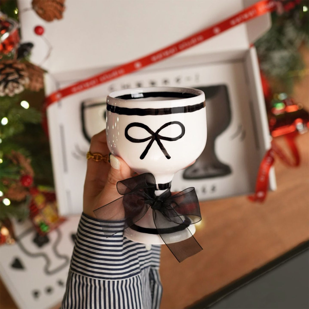 Ribbon & Heart Wine Glass Set of 2