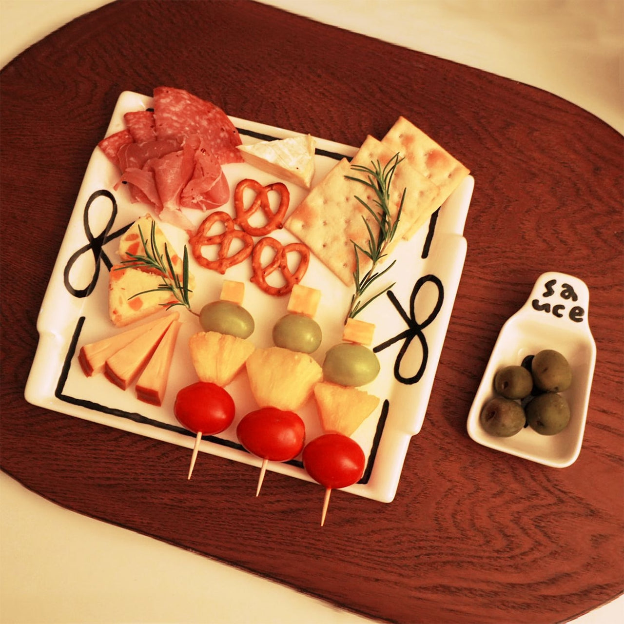 Ribbon & Heart Cheese Plate Set