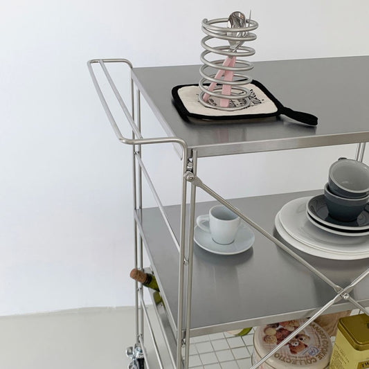 Flat Stainless Steel 3-Tier Trolley Wagon