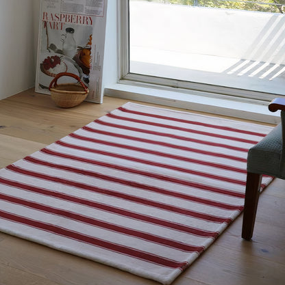 Red Stripe Pattern Rug