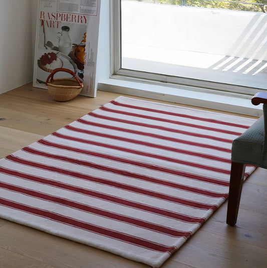 Red Stripe Pattern Rug