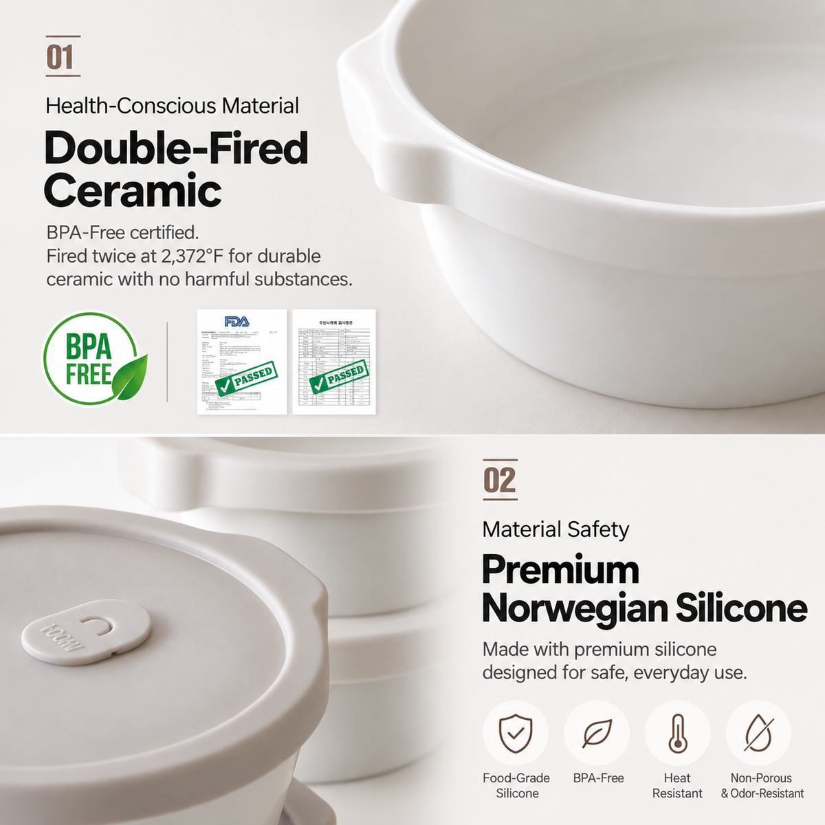 Ongi Ceramic Microwave Rice Container Set (2-Piece)