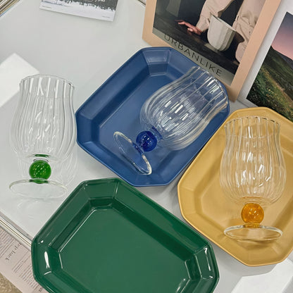 Tulip Wine Glass (Set of 2) & Vintage Square Plate Gift Set