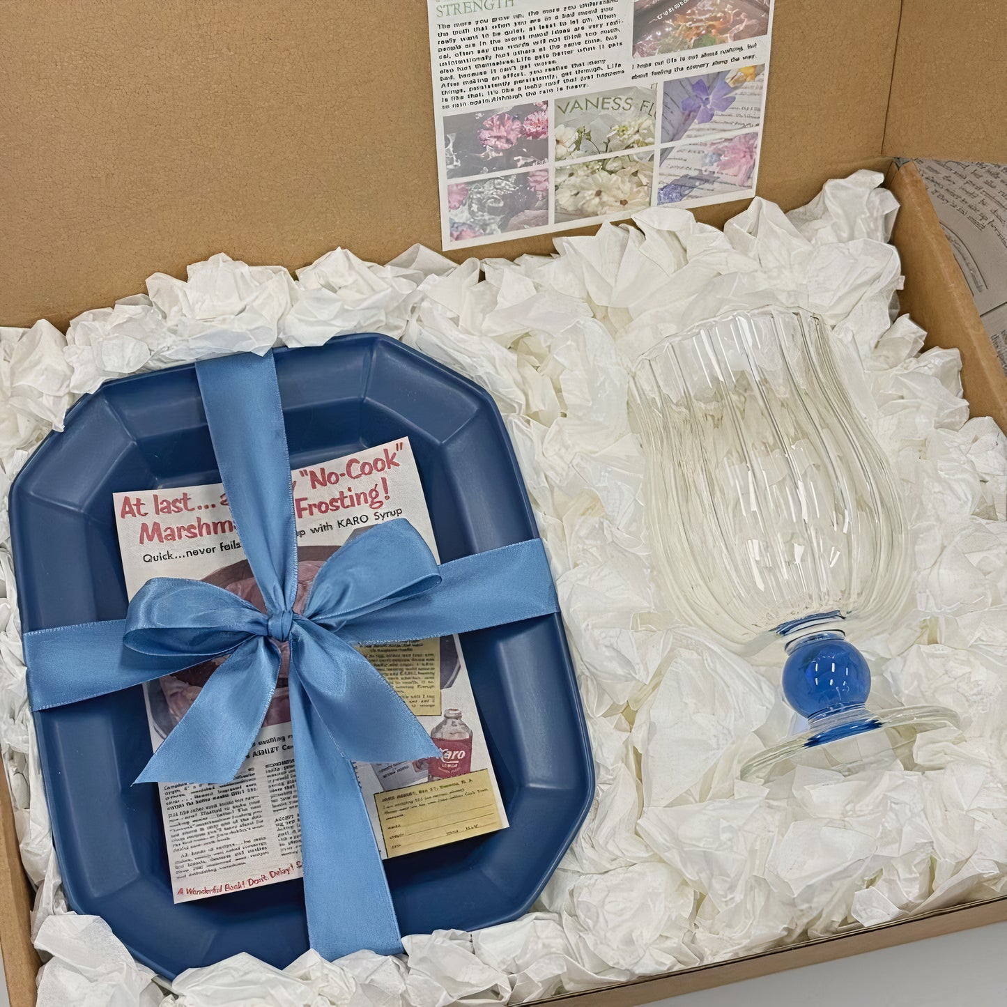 Tulip Wine Glass (Set of 2) & Vintage Square Plate Gift Set