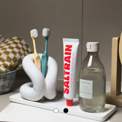 Ceramic Toothbrush Holder and Tray Set