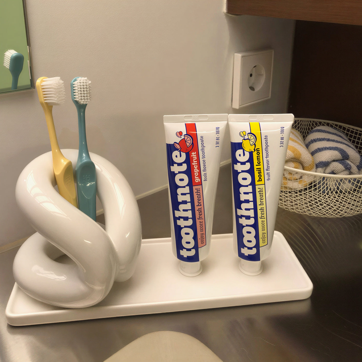 Ceramic Toothbrush Holder and Tray Set