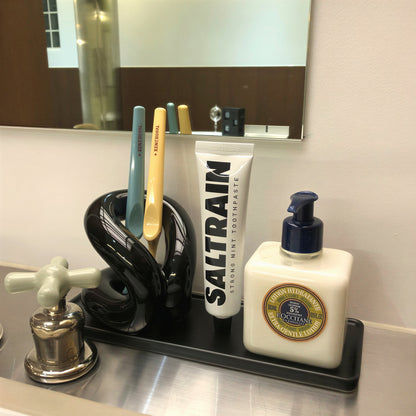 Ceramic Toothbrush Holder and Tray Set