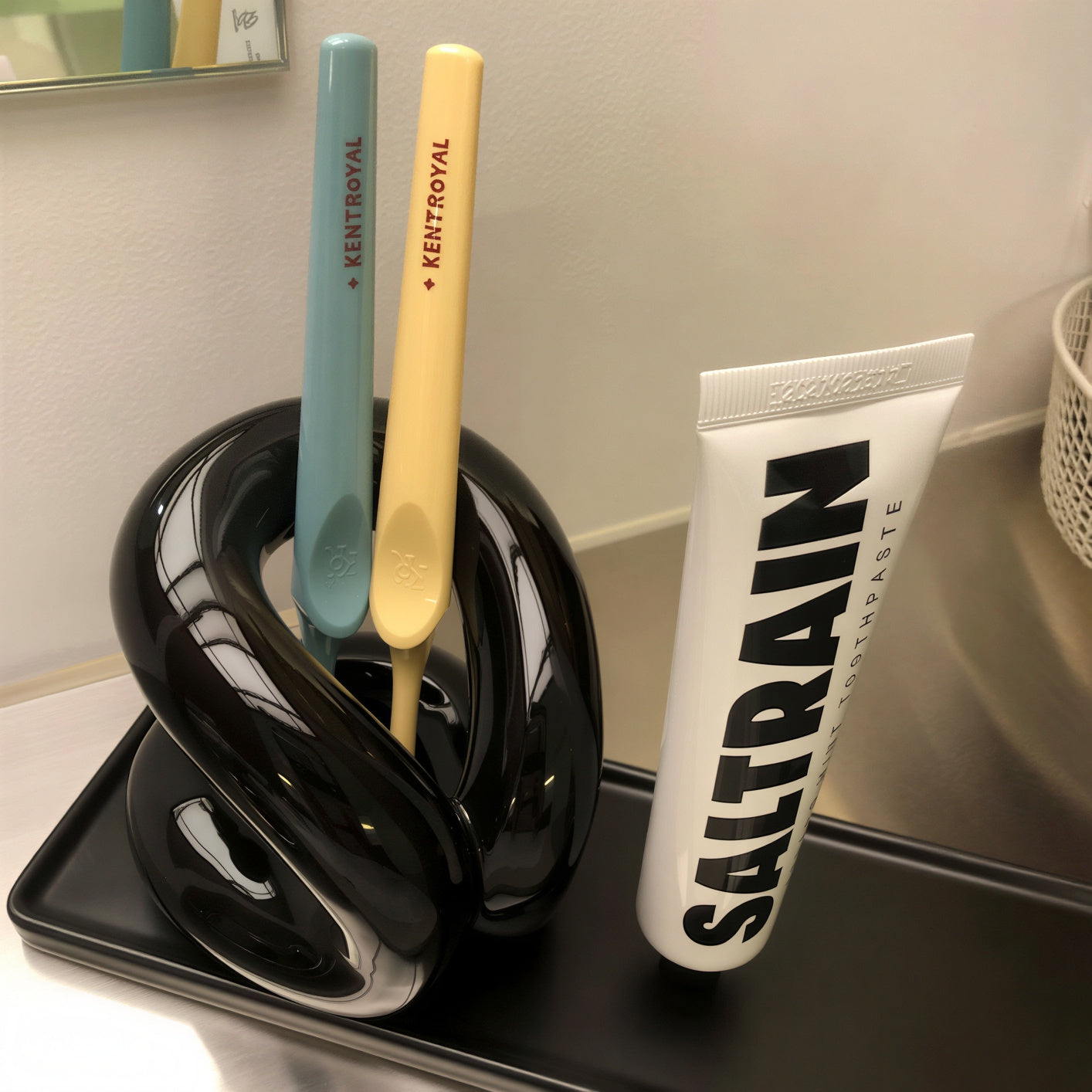 Ceramic Toothbrush Holder and Tray Set