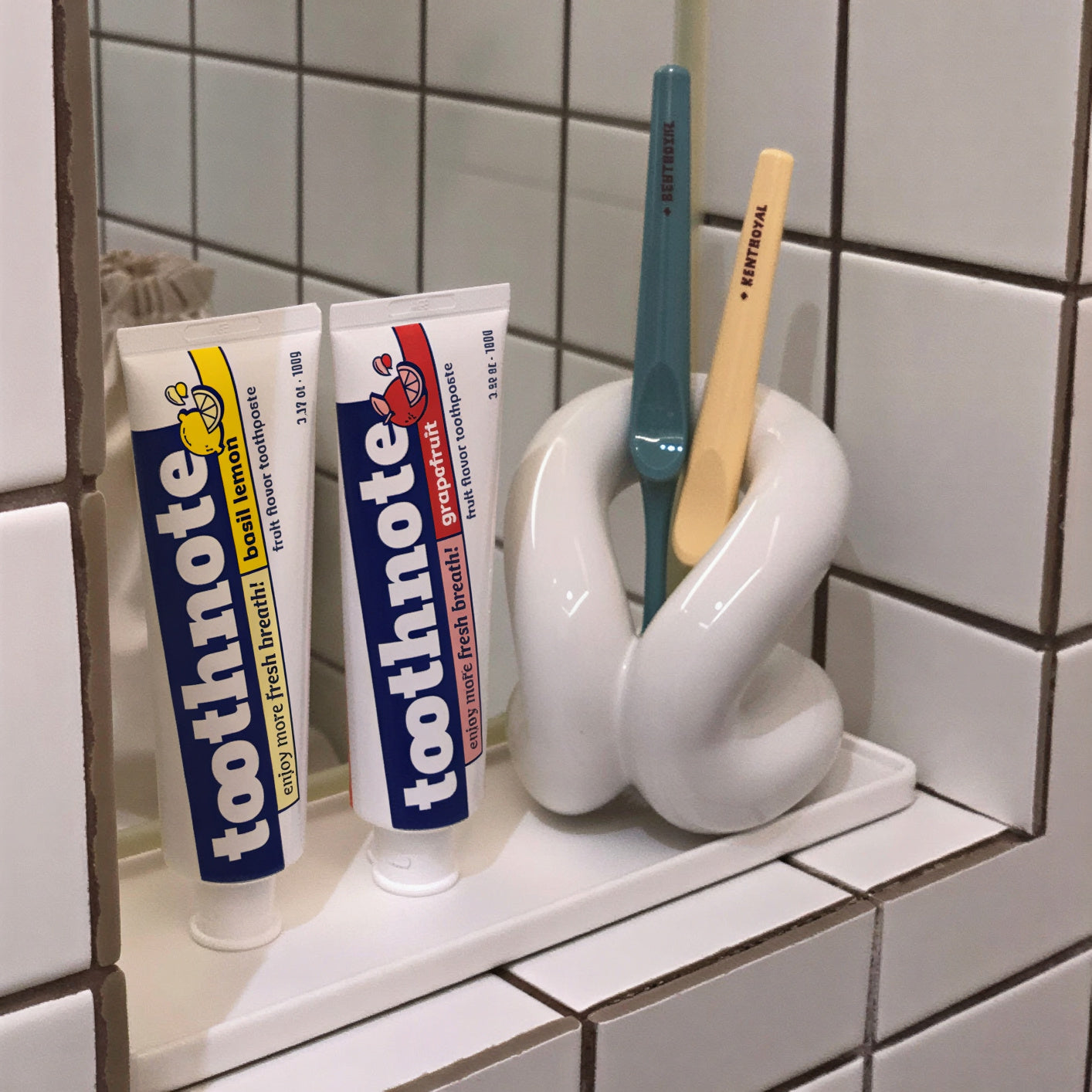 Ceramic Toothbrush Holder and Tray Set