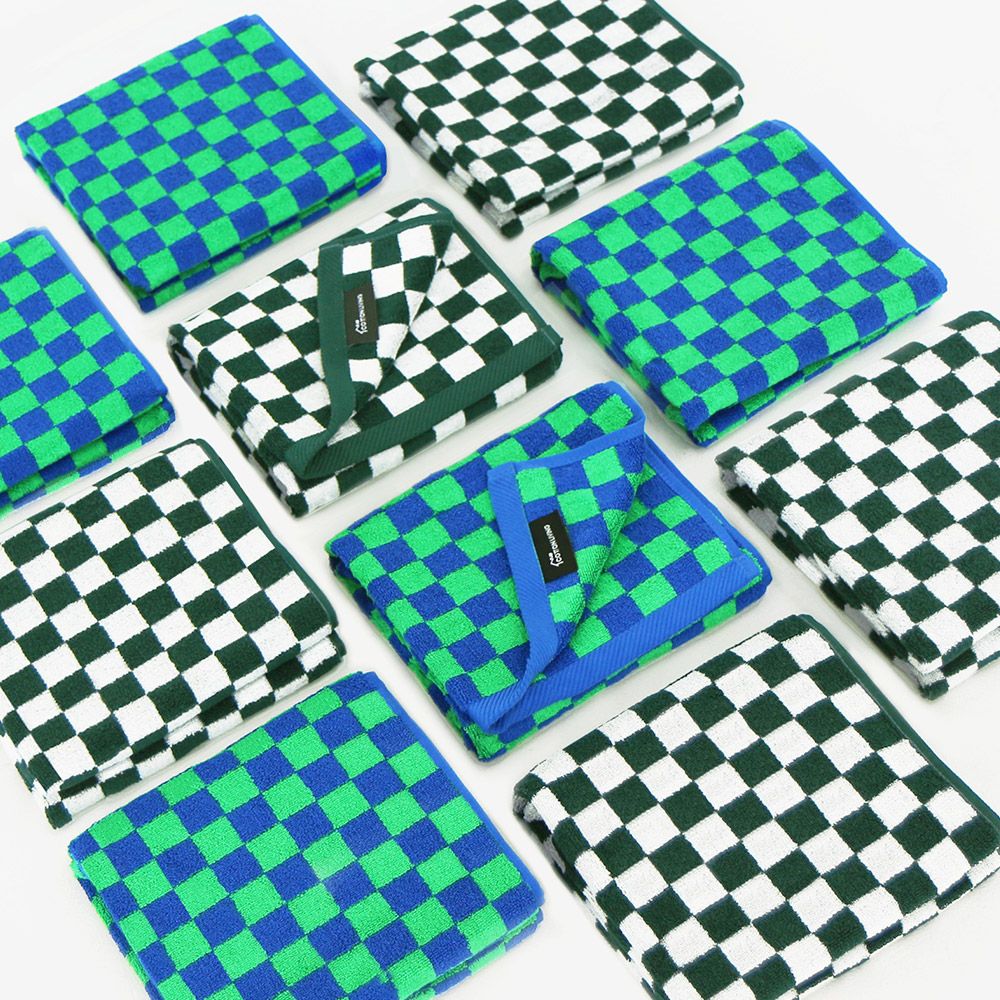 Checkerboard & Stripe Hotel Bath Towel Set (10-Pack)