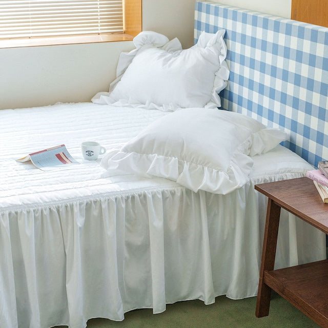 Soft Linen Touch Quilted Bed Skirt with Lace - image 6 of 6