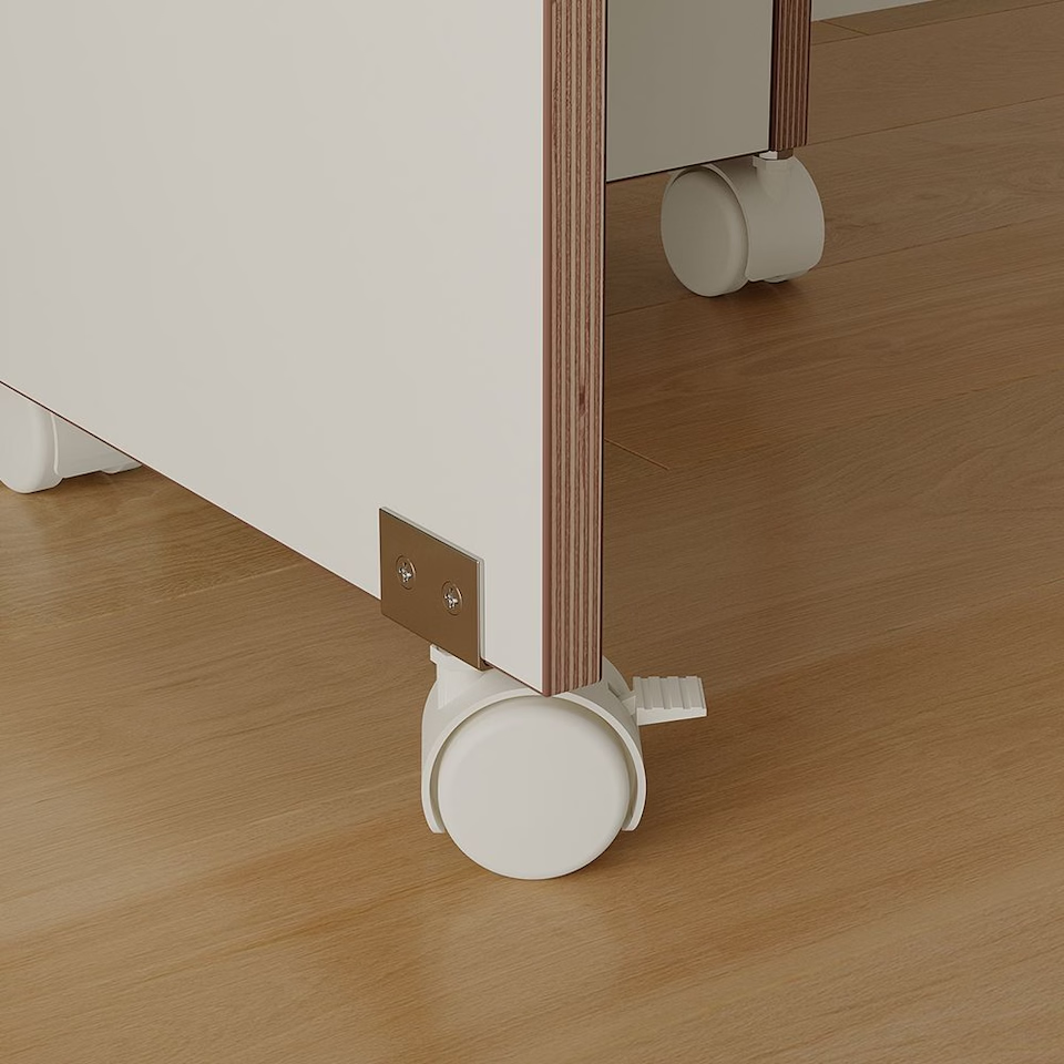 E0 Round Extendable Rolling Dining Table with Storage