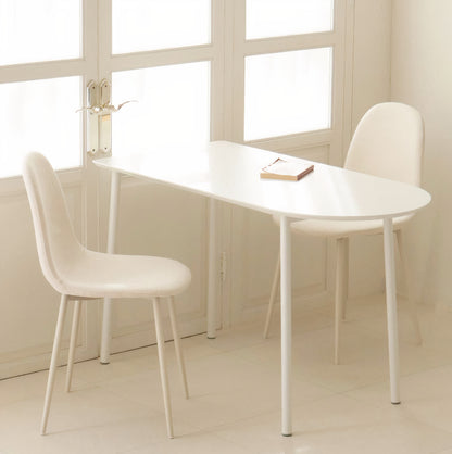 Half-Round White Laminate Dining Table