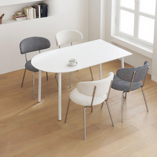 Half-Round White Laminate Dining Table