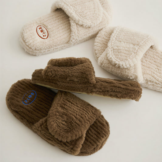BWTZ Corduroy Velcro Memory Foam Slippers