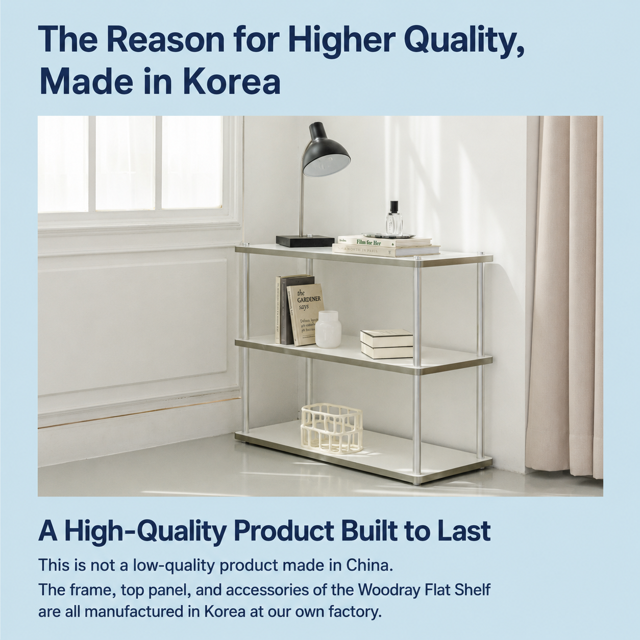 Flat Mid-Century Steel Shelf