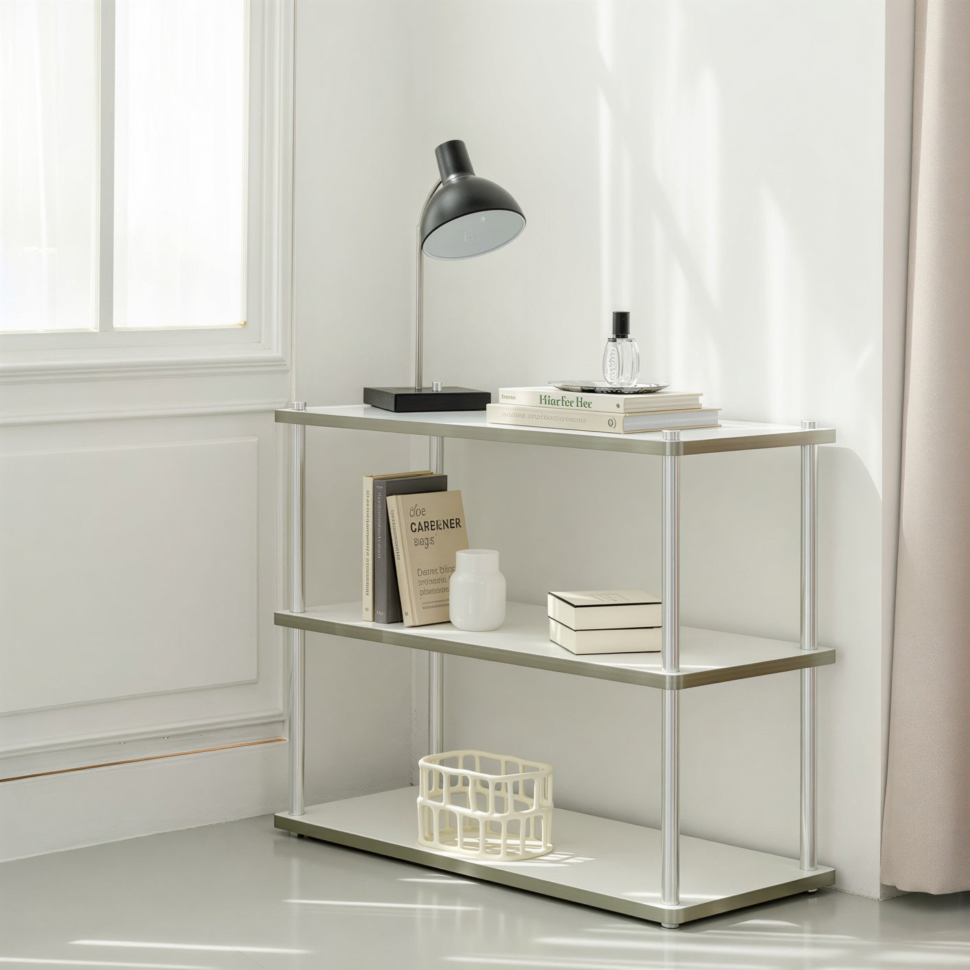 Flat Mid-Century Steel Shelf