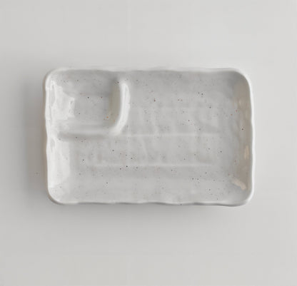Oatmeal Glaze Divided Plate