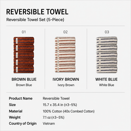 Double-Sided Pattern Hotel Towel Set (5-Piece)