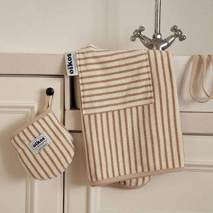 Striped Cotton Apron & Oven Mitt Set