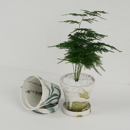 Marbled Plastic Flowerpot
