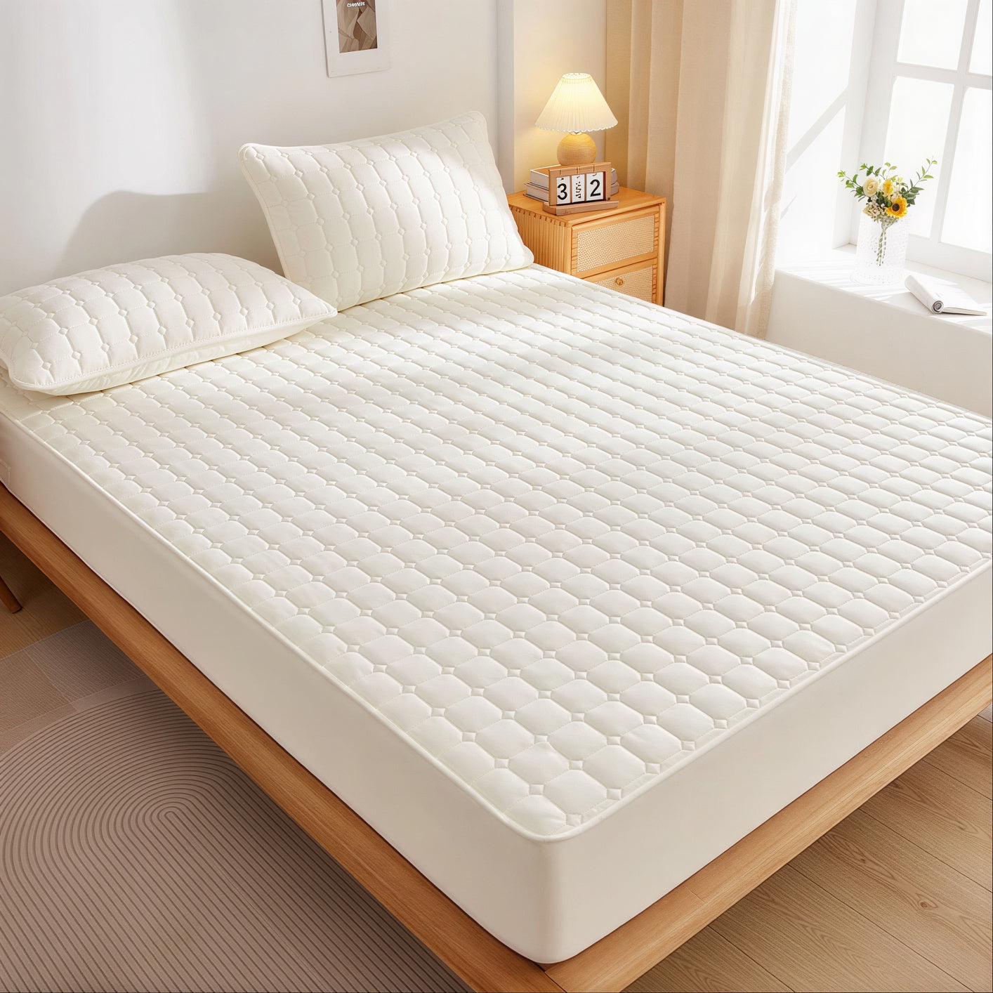 Square Quilted Waterproof Mattress Cover