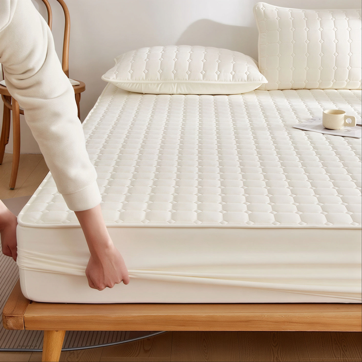 Square Quilted Waterproof Mattress Cover - lifestyle