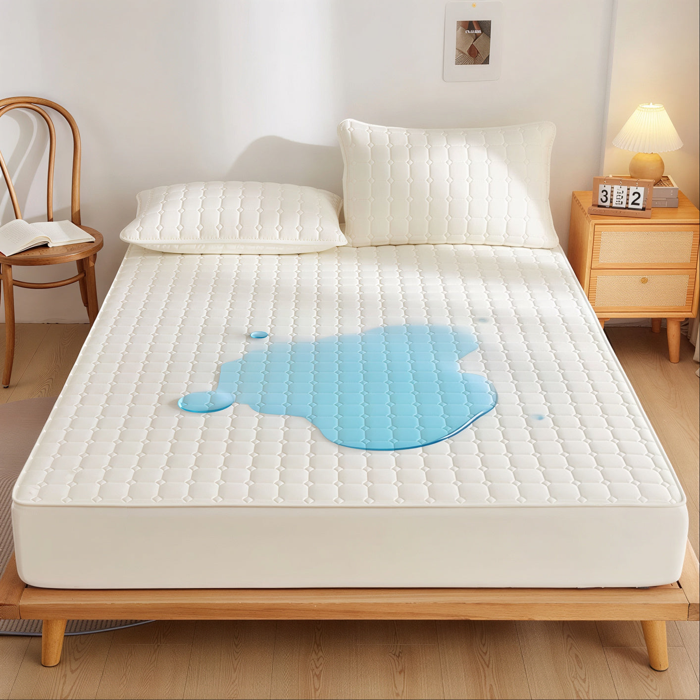 Square Quilted Waterproof Mattress Cover - detail view