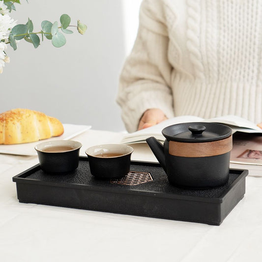 Matte Black Ceramic Teapot Set