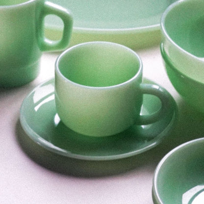 Milk Glass Coffee Cup & Saucer Set