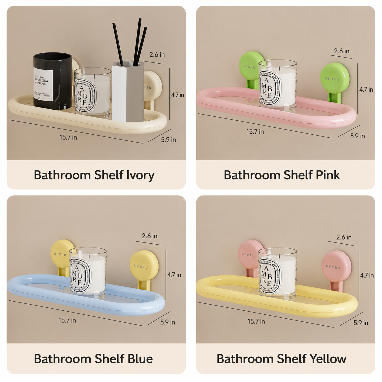 No-Drill Pastel Bathroom Storage Shelf
