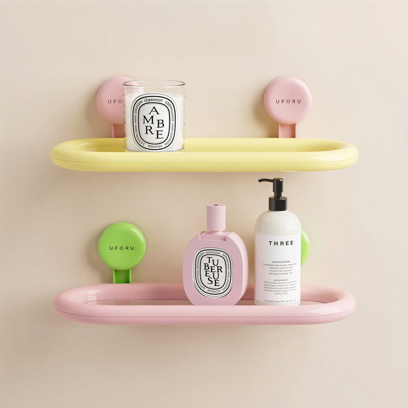 No-Drill Pastel Bathroom Storage Shelf