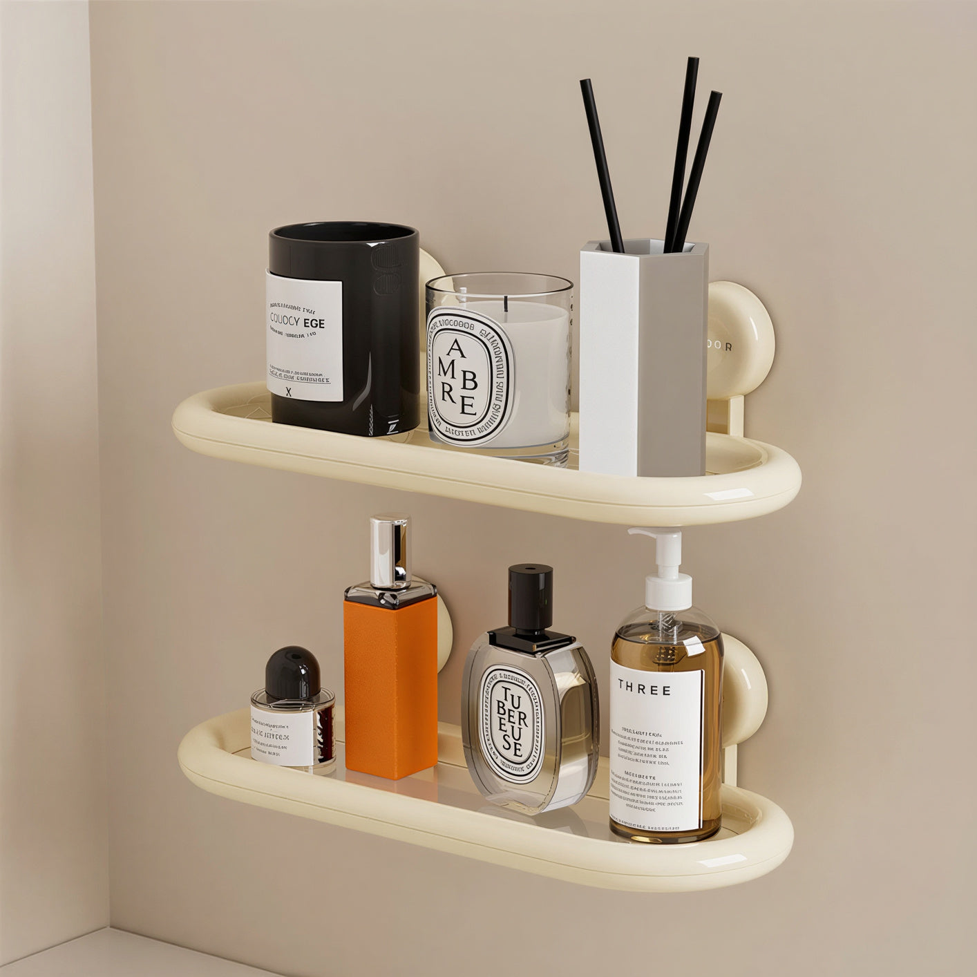 No-Drill Pastel Bathroom Storage Shelf